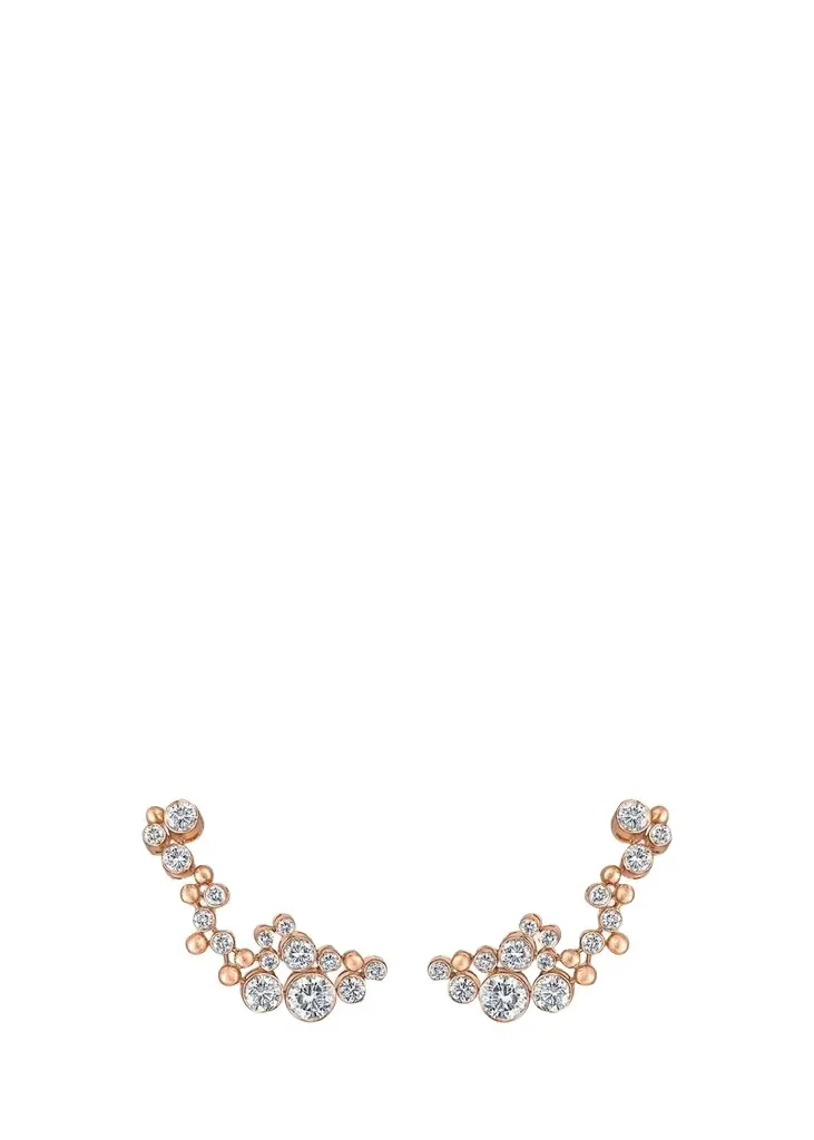 Reza Petillant 18K Rose Gold Diamond Climber Earrings