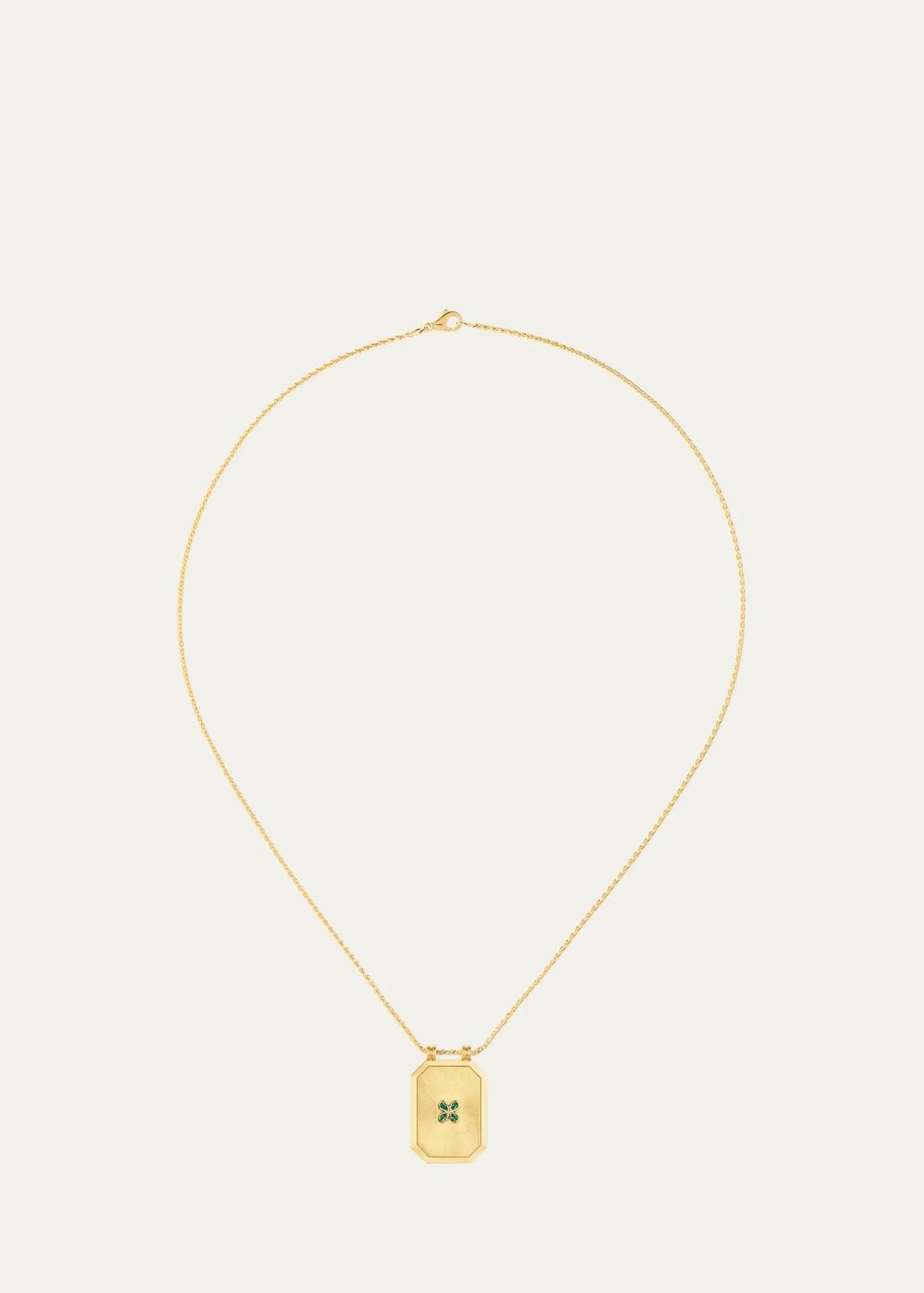 Marie Lichtenberg Luck Scapular 18K Yellow Gold Emerald Necklace