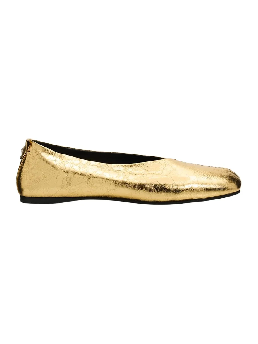 NODALETO Metallic Leather Ballerina Flats