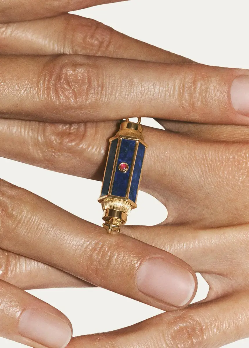 Marie Lichtenberg 18K Yellow Gold, Lapis Lazuli & Ruby Pendant | Thumbnail 2