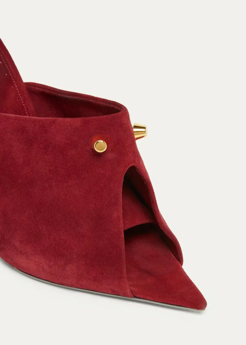 Balenciaga 95mm Suede Peep-Toe Mules | Thumbnail 3 Balenciaga 95mm Suede Peep-Toe Mules | Thumbnail 3