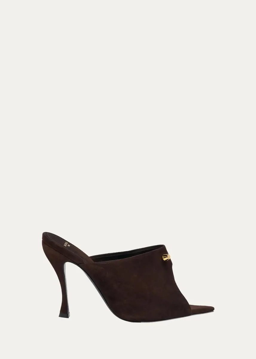 Balenciaga 95mm Suede Peep-Toe Mules | Thumbnail 4 Balenciaga 95mm Suede Peep-Toe Mules | Thumbnail 4