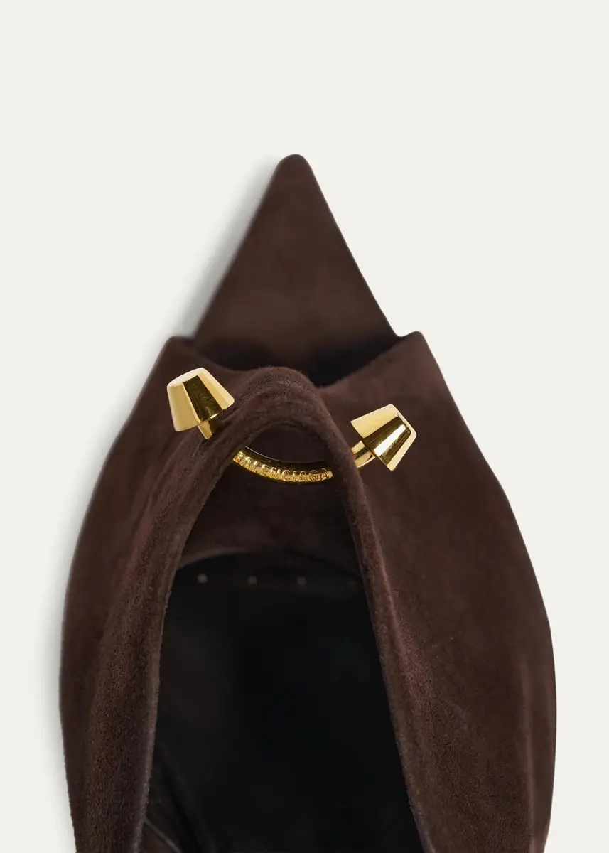 Balenciaga 95mm Suede Peep-Toe Mules | Thumbnail 6 Balenciaga 95mm Suede Peep-Toe Mules | Thumbnail 6