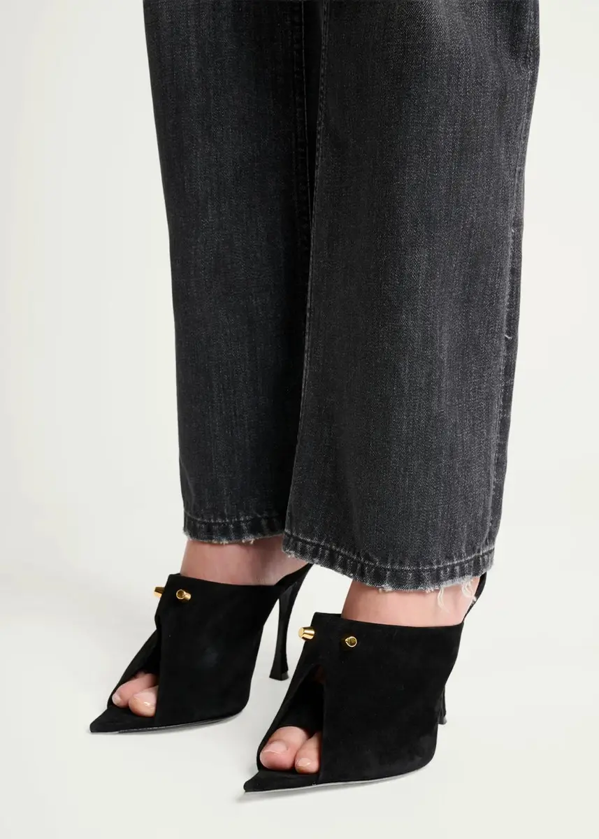 Balenciaga 95mm Suede Peep-Toe Mules | Thumbnail 7 Balenciaga 95mm Suede Peep-Toe Mules | Thumbnail 7