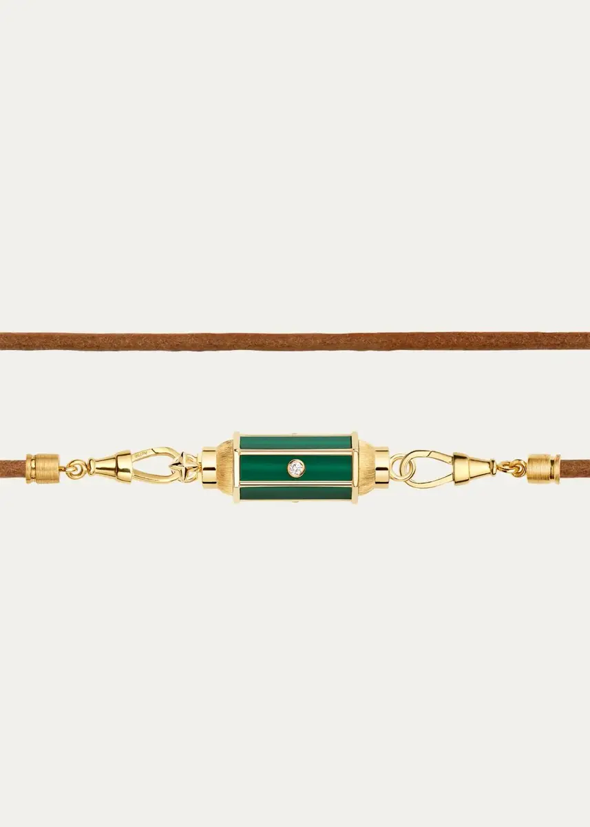 Marie Lichtenberg 18K Yellow Gold, 0.11 Diamond, Malachite & Leather Cord Necklace | Thumbnail 2 Marie Lichtenberg 18K Yellow Gold, 0.11 Diamond, Malachite & Leather Cord Necklace | Thumbnail 2
