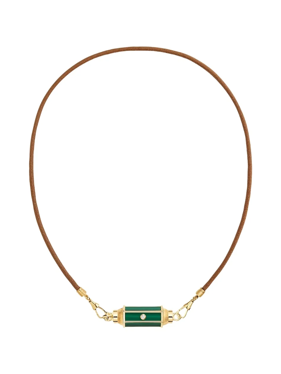 Marie Lichtenberg 18K Yellow Gold, 0.11 Diamond, Malachite & Leather Cord Necklace