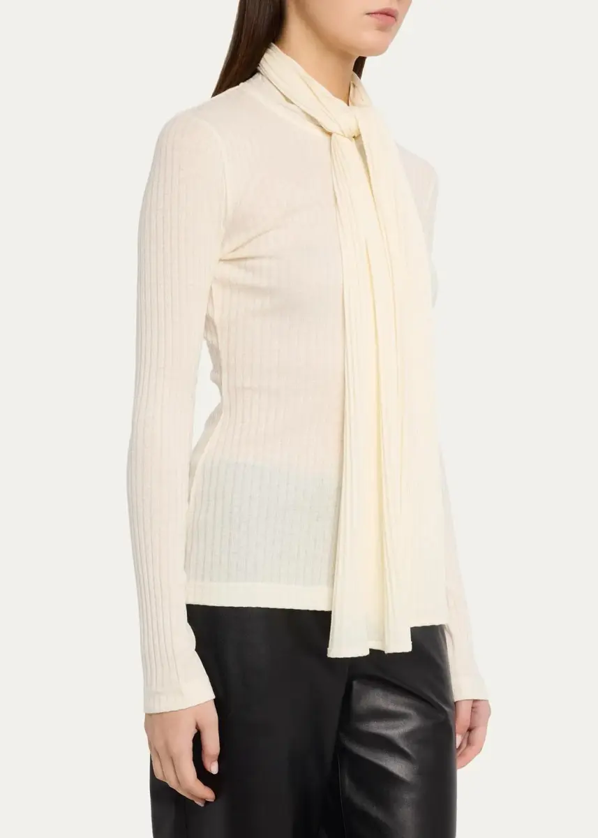TOTEME Ribbed Bow Blouse | Thumbnail 4 TOTEME Ribbed Bow Blouse | Thumbnail 4