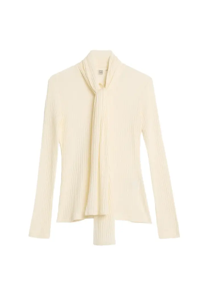 TOTEME Ribbed Bow Blouse
