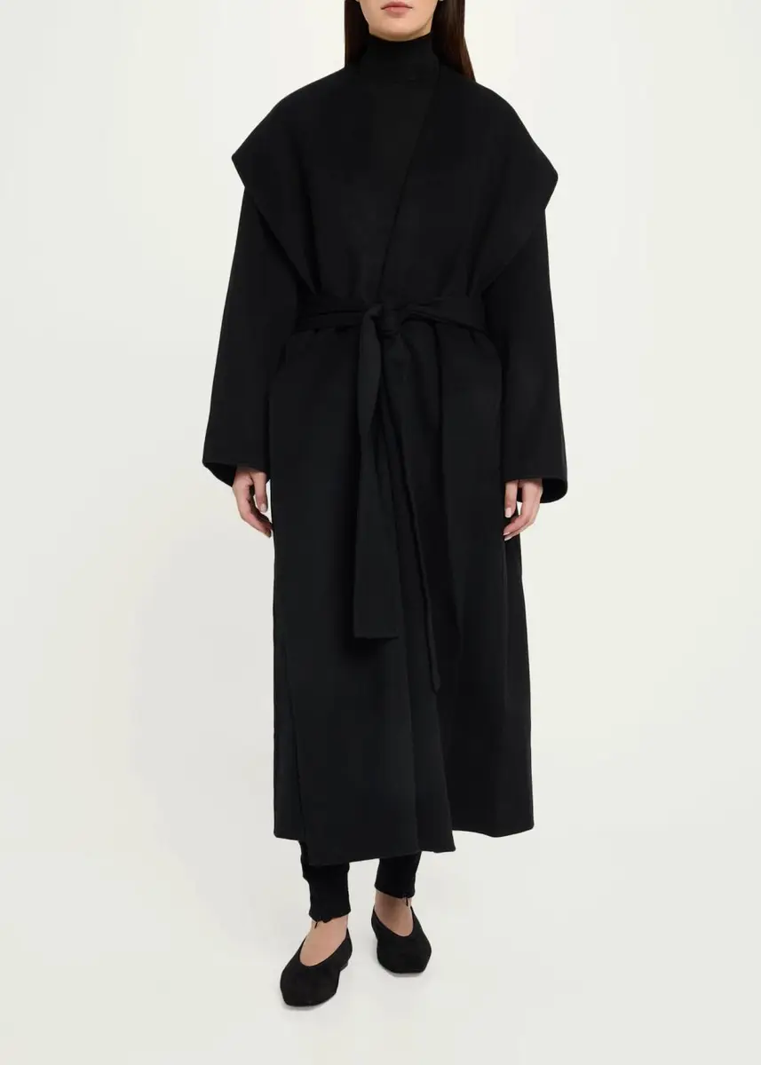TOTEME Hoodie Wool Belted Coat | Thumbnail 4 TOTEME Hoodie Wool Belted Coat | Thumbnail 4