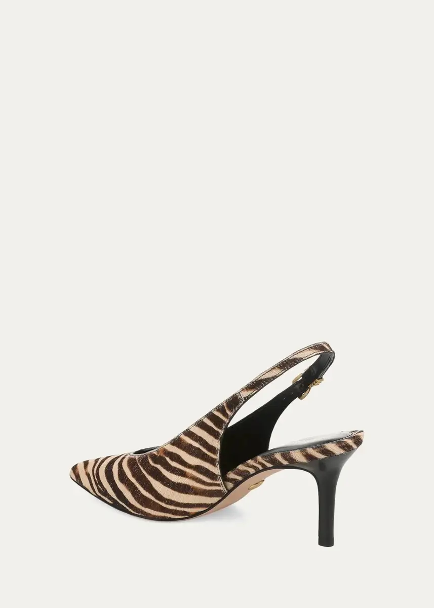 Veronica Beard Luciana 70MM Zebra-Print Calf Hair Slingback Pumps | Thumbnail 2