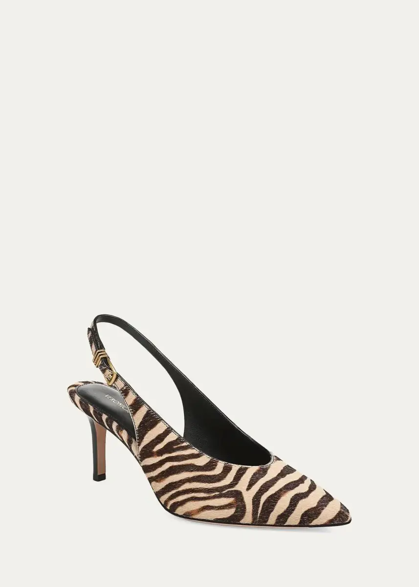 Veronica Beard Luciana 70MM Zebra-Print Calf Hair Slingback Pumps | Thumbnail 5 Veronica Beard Luciana 70MM Zebra-Print Calf Hair Slingback Pumps | Thumbnail 5