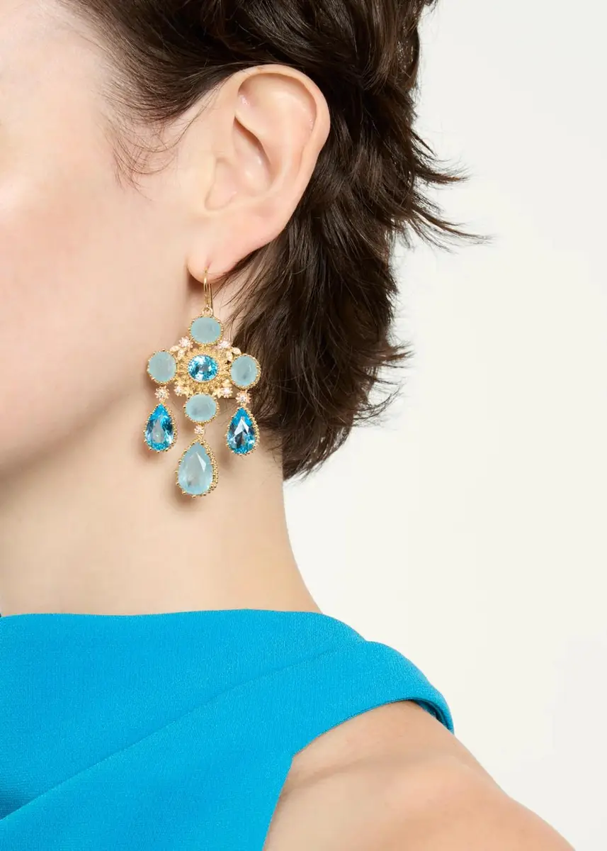 Mellerio 18K Yellow Gold Pierreries Blue Girandole Earrings | Thumbnail 2 Mellerio 18K Yellow Gold Pierreries Blue Girandole Earrings | Thumbnail 2