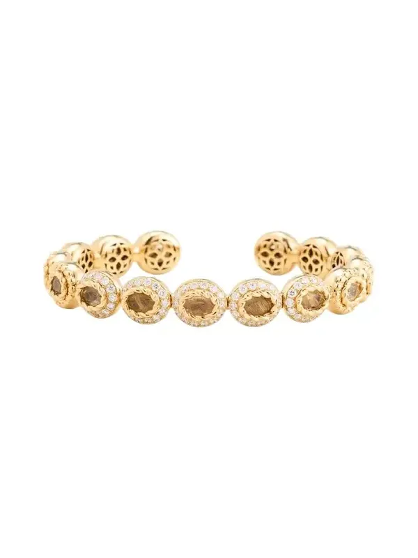 18K Yellow Gold Baby Queen Bracelet with Quartz and Diamonds
