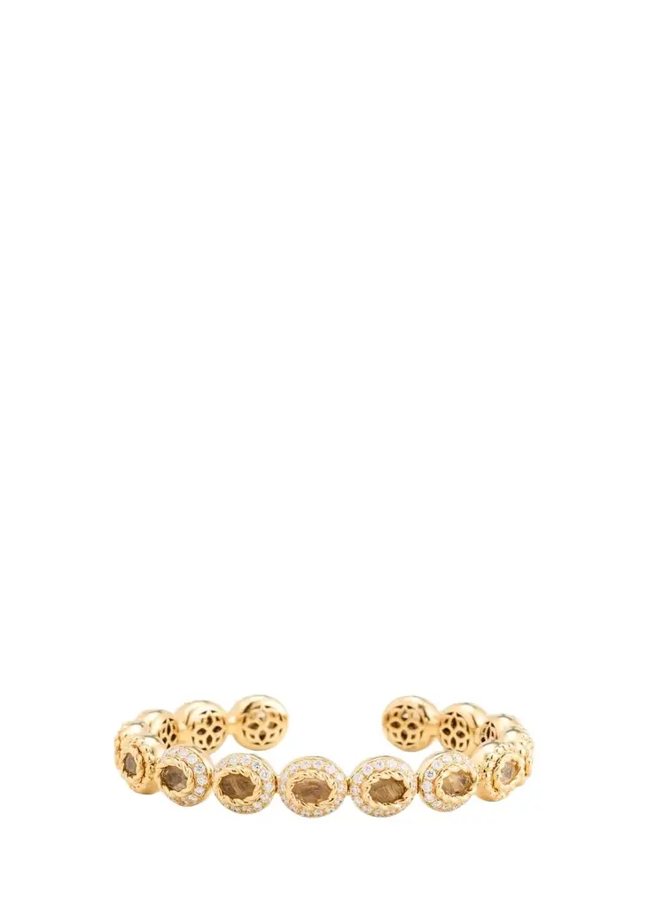 18K Yellow Gold Baby Queen Bracelet with Quartz and Diamonds