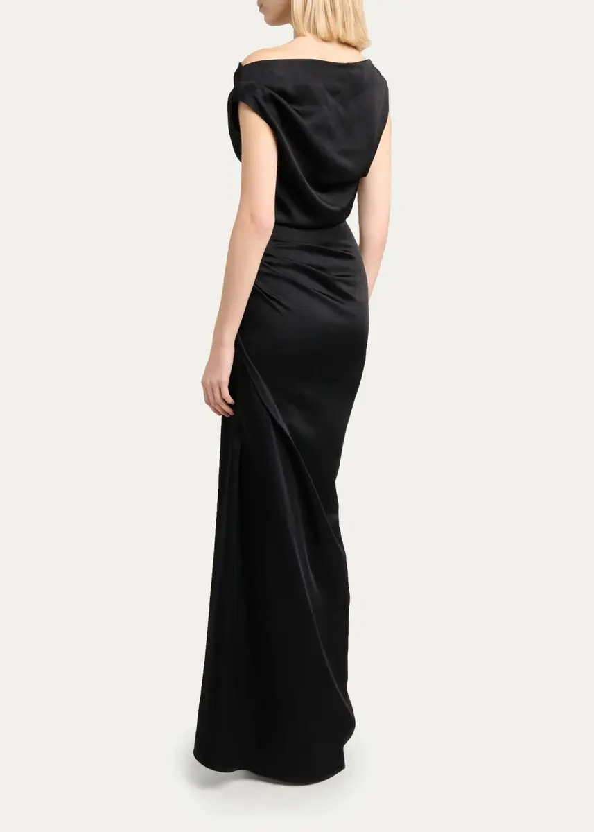 Proenza Schouler Isaline Draped Satin Off-The-Shoulder Column Maxi Dress | Thumbnail 3 Proenza Schouler Isaline Draped Satin Off-The-Shoulder Column Maxi Dress | Thumbnail 3