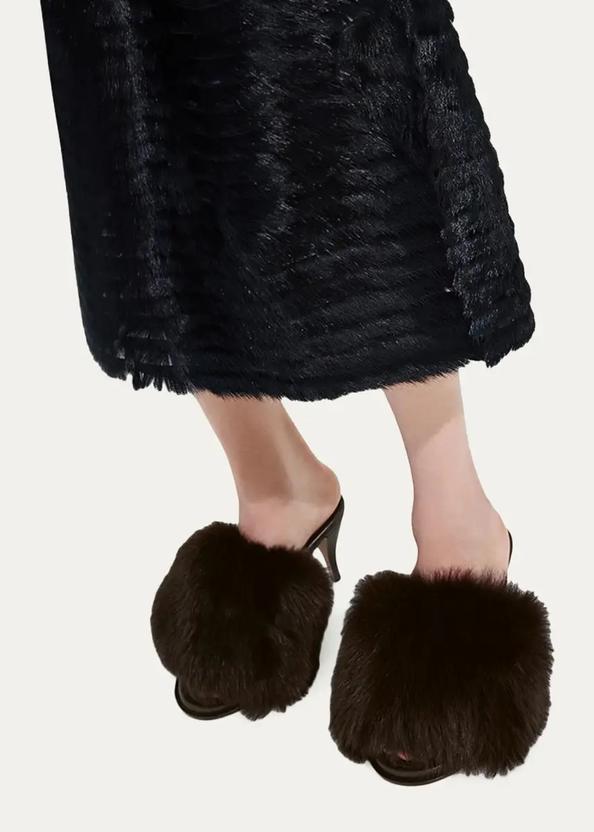 Bottega Veneta 75MM Cherry Shearling & Leather Mules | Thumbnail 2 Bottega Veneta 75MM Cherry Shearling & Leather Mules | Thumbnail 2