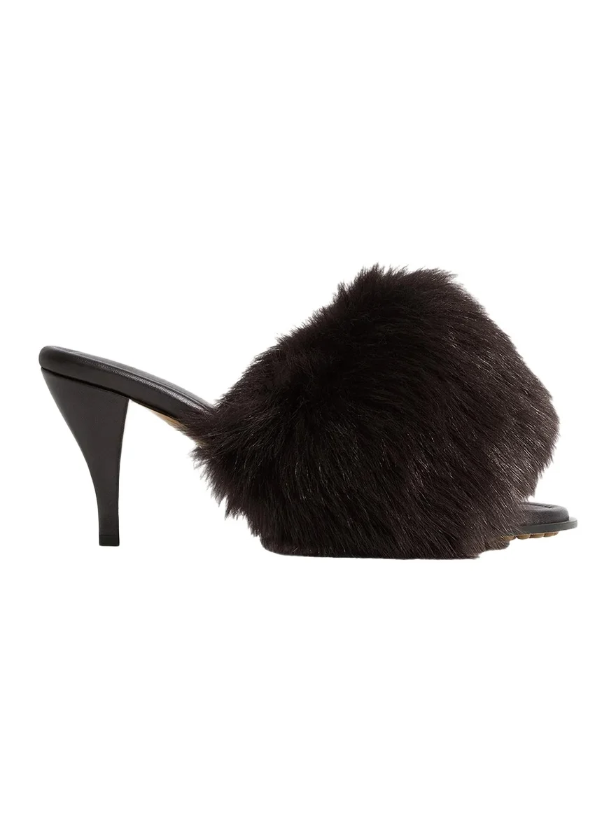 75MM Cherry Shearling & Leather Mules 75MM Cherry Shearling & Leather Mules
