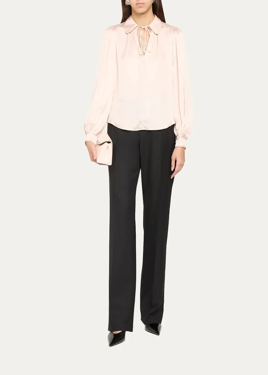 Alice + Olivia Roanne Tie-Front Satin Blouse | Thumbnail 2 Alice + Olivia Roanne Tie-Front Satin Blouse | Thumbnail 2