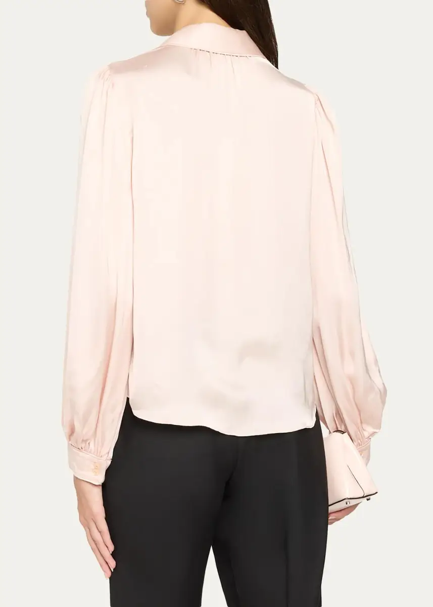 Alice + Olivia Roanne Tie-Front Satin Blouse | Thumbnail 3 Alice + Olivia Roanne Tie-Front Satin Blouse | Thumbnail 3
