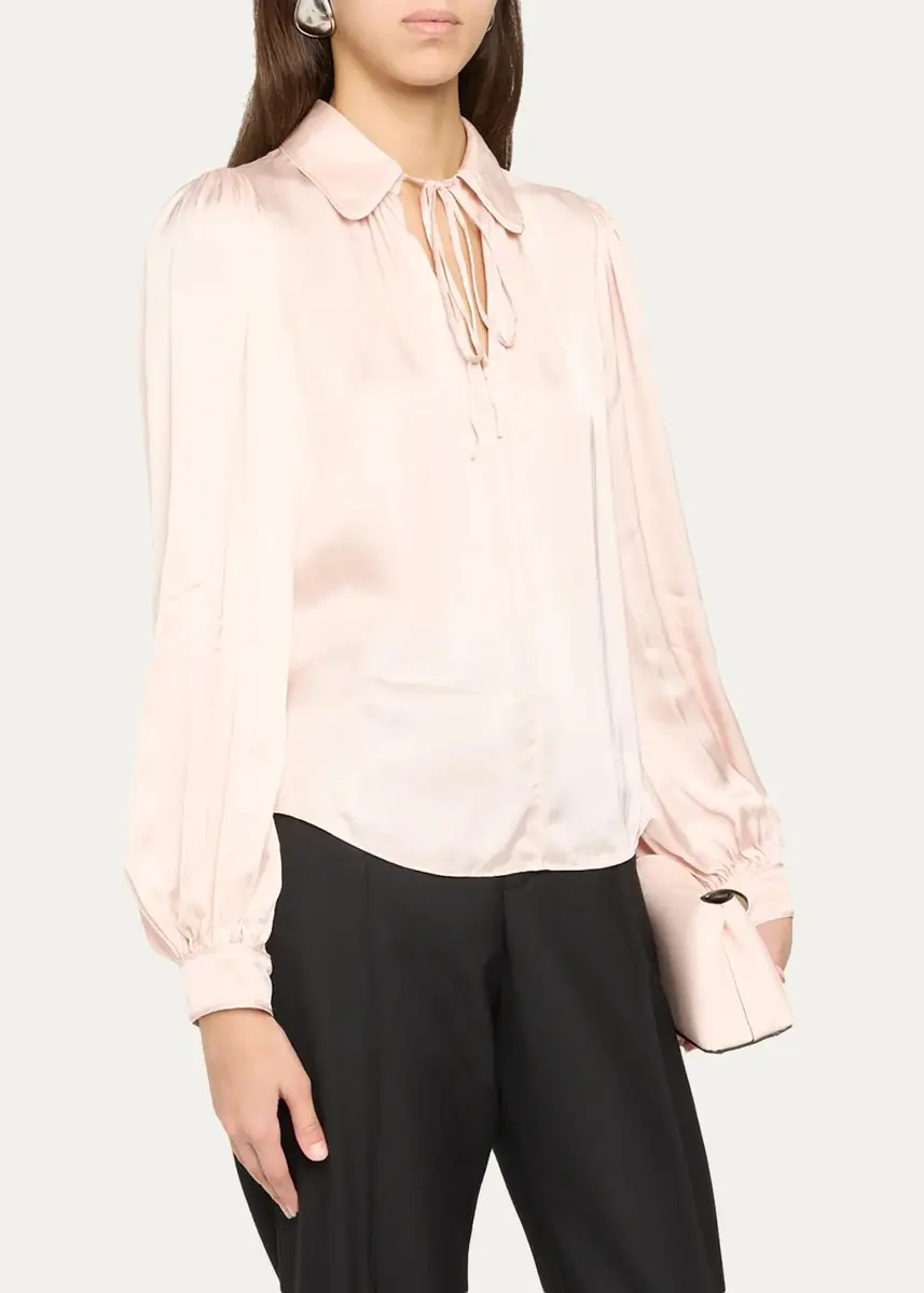 Alice + Olivia Roanne Tie-Front Satin Blouse | Thumbnail 4 Alice + Olivia Roanne Tie-Front Satin Blouse | Thumbnail 4
