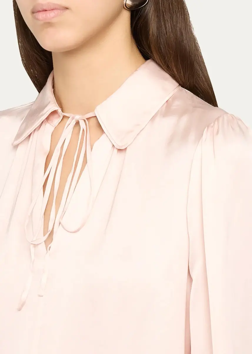 Alice + Olivia Roanne Tie-Front Satin Blouse | Thumbnail 5 Alice + Olivia Roanne Tie-Front Satin Blouse | Thumbnail 5