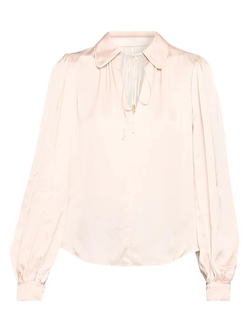 Roanne Tie-Front Satin Blouse Roanne Tie-Front Satin Blouse