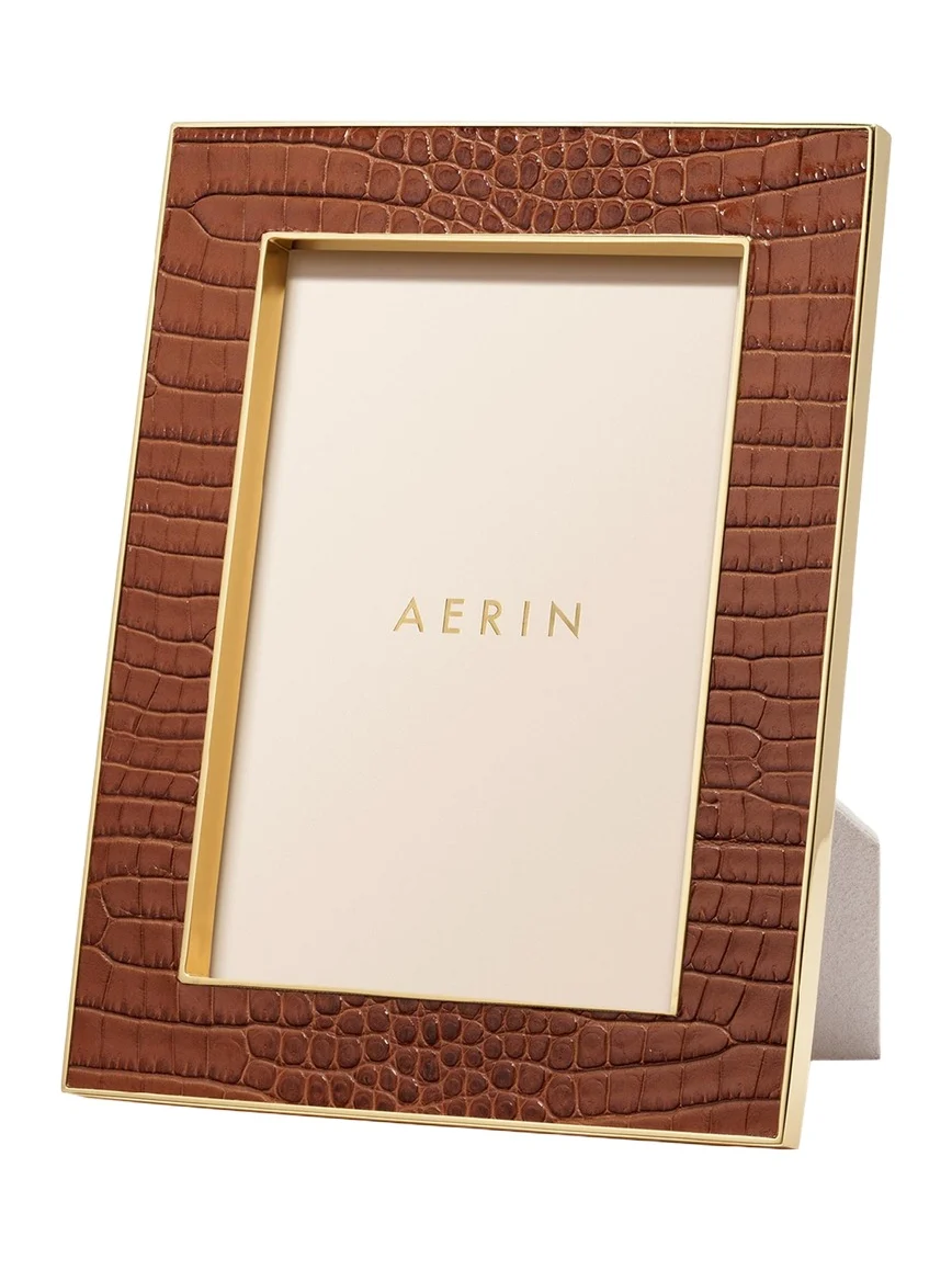 AERIN Classic Croc Leather Photo Frame, 8" x 10"