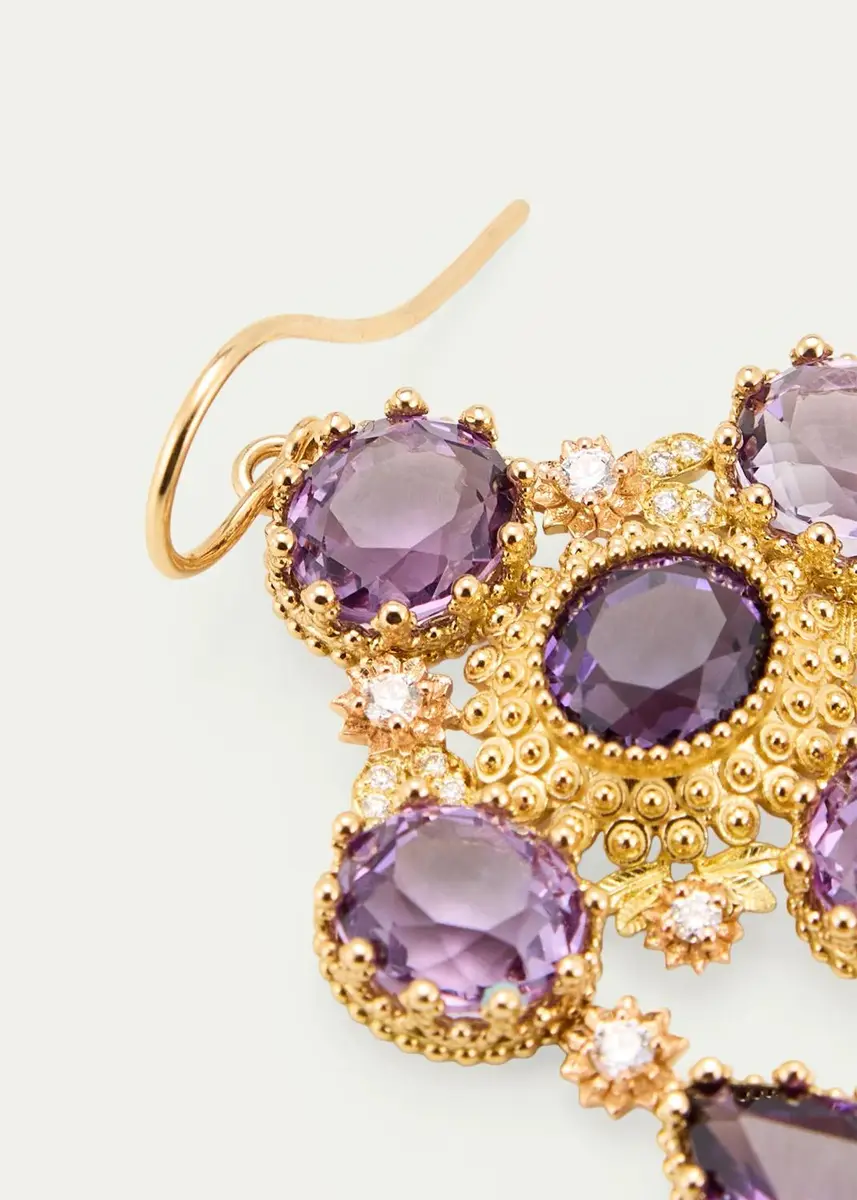 Mellerio 18K Yellow Gold Pierreries Purple Girandole Earrings | Thumbnail 4 Mellerio 18K Yellow Gold Pierreries Purple Girandole Earrings | Thumbnail 4
