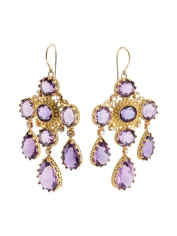 18K Yellow Gold Pierreries Purple Girandole Earrings 18K Yellow Gold Pierreries Purple Girandole Earrings