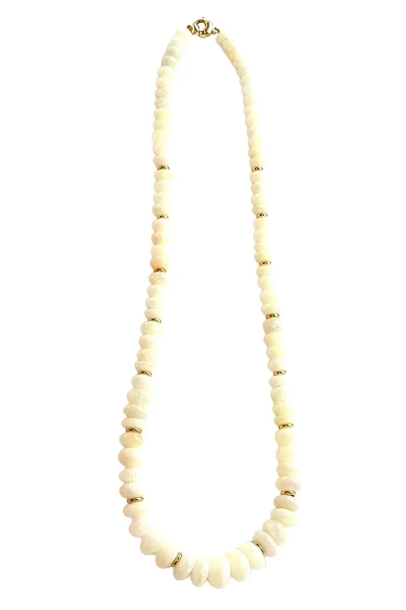 White Opal Beaded Large G-One Necklace White Opal Beaded Large G-One Necklace