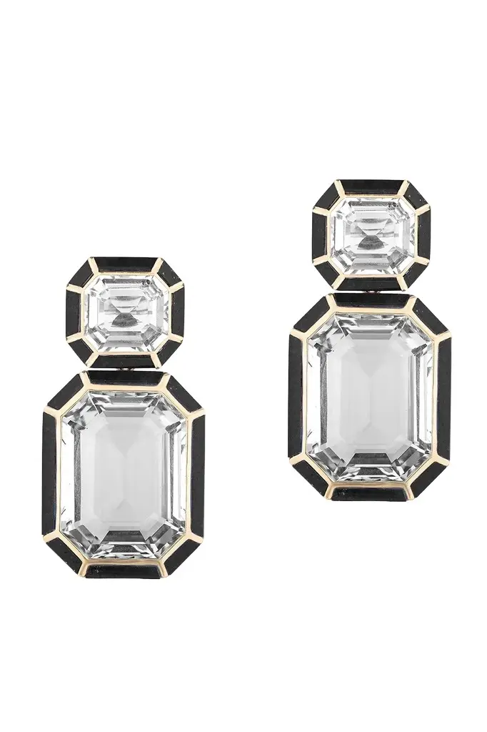 Onyx Rock Crystal Melange Vega Earrings Onyx Rock Crystal Melange Vega Earrings