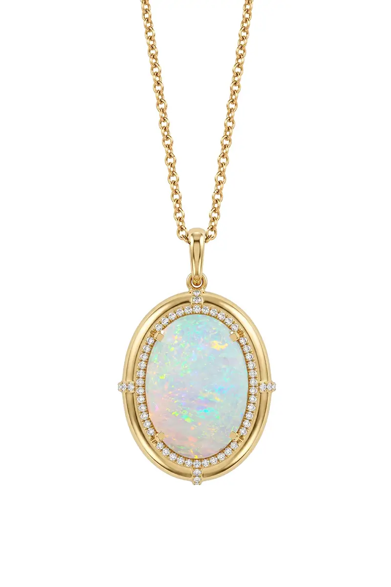 GOSHWARA G-One Oval Cabochon Opal Medallion Pendant with Diamonds | Thumbnail 2 GOSHWARA G-One Oval Cabochon Opal Medallion Pendant with Diamonds | Thumbnail 2