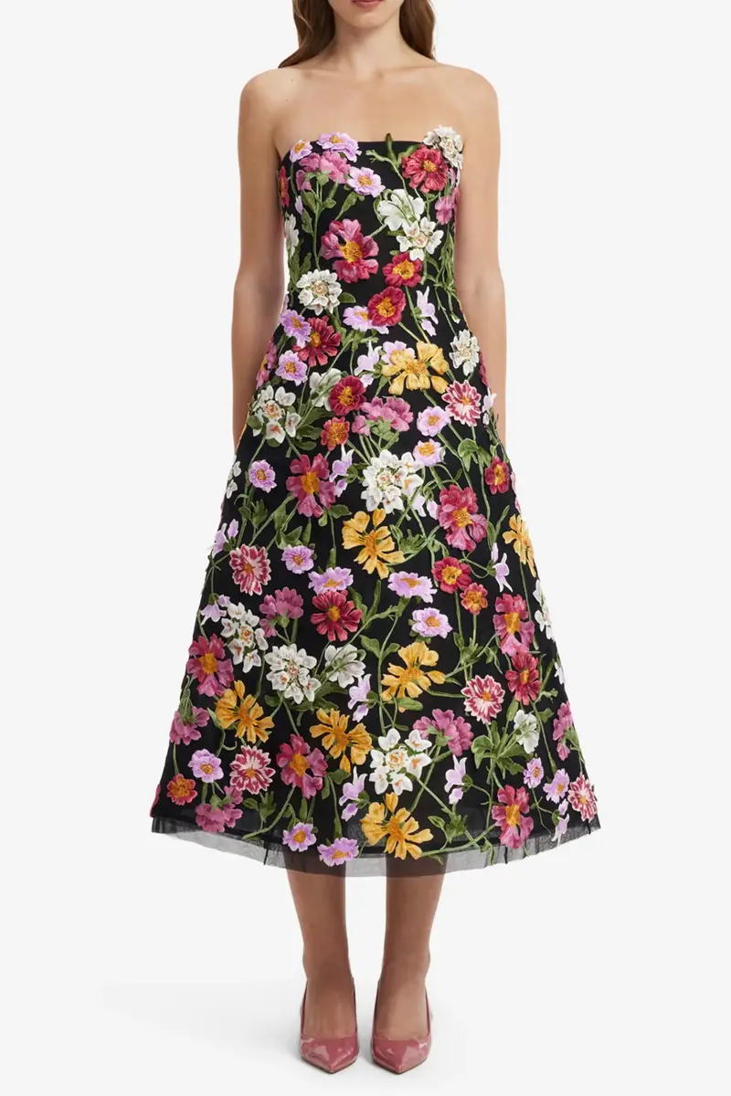 LEO LIN Florentina Embroidered Midi Dress | Thumbnail 3