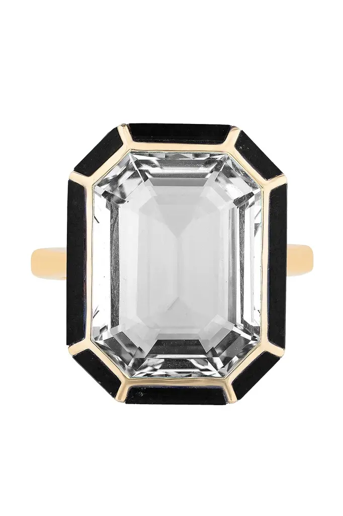Rock Crystal Onyx Melange Ring Rock Crystal Onyx Melange Ring
