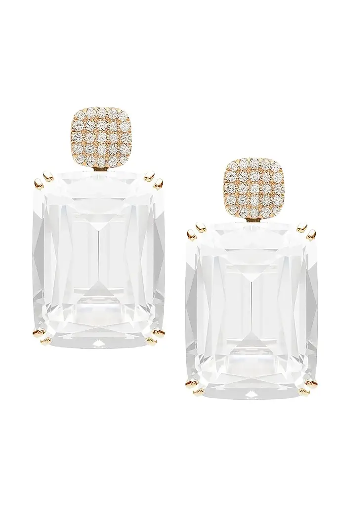 Diamond Moon Quartz Cushion Gossip Earrings Diamond Moon Quartz Cushion Gossip Earrings