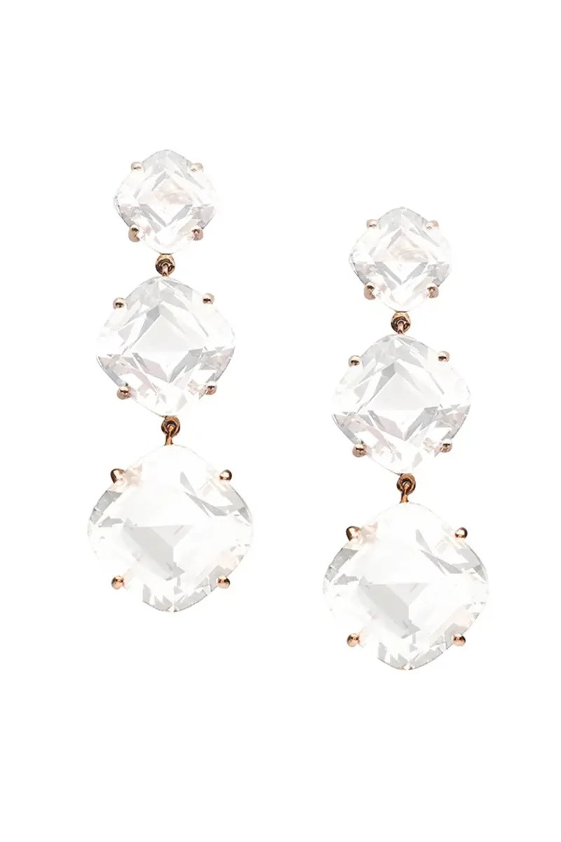 GOSHWARA Moon Quartz Three Stone Gossip Earrings