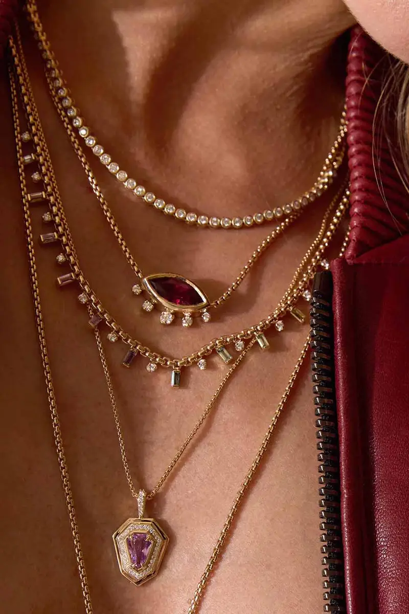 Zoë Chicco Pink Sapphire Diamond Shield Pendant Necklace | Thumbnail 2 Zoë Chicco Pink Sapphire Diamond Shield Pendant Necklace | Thumbnail 2