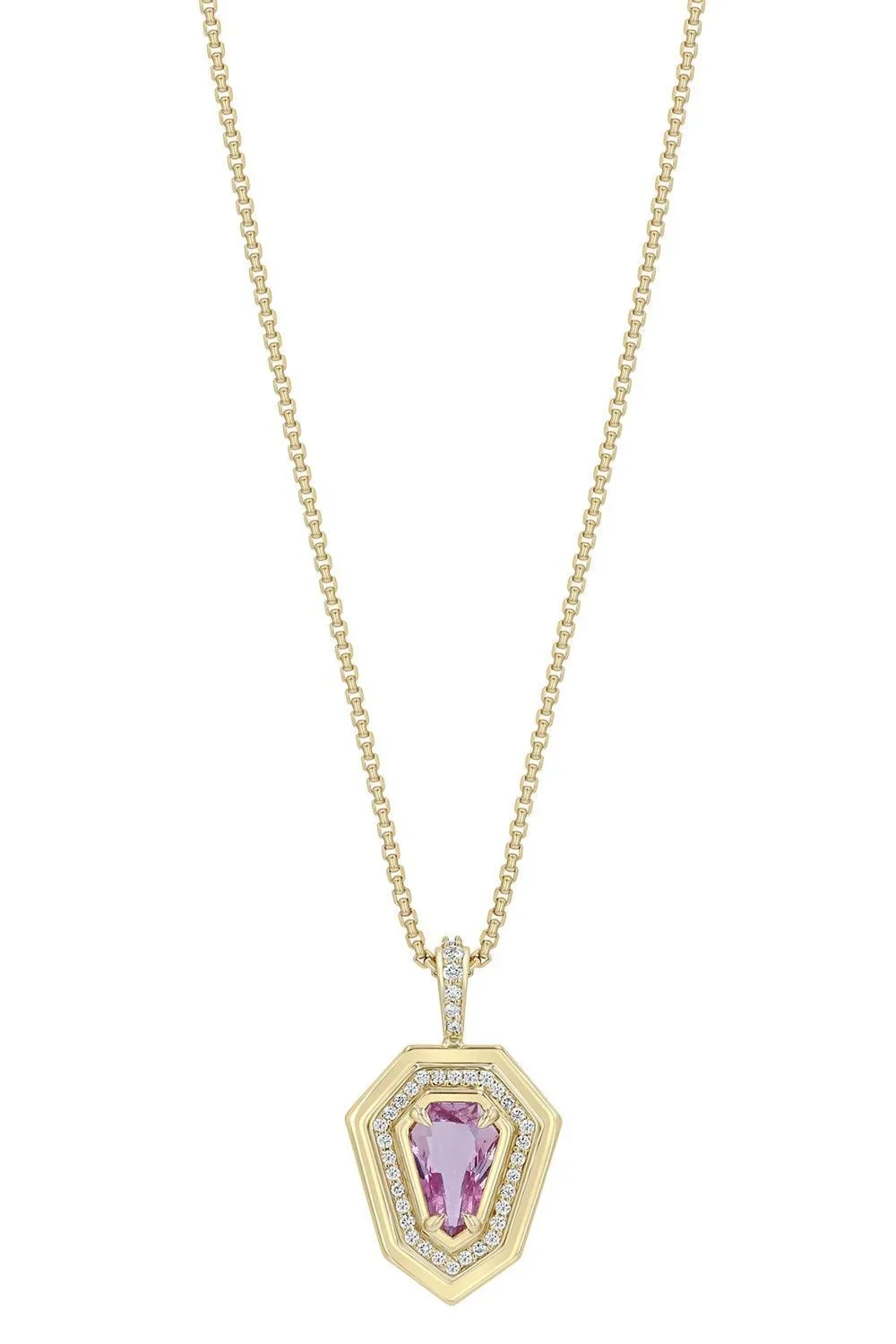 Zoë Chicco Pink Sapphire Diamond Shield Pendant Necklace