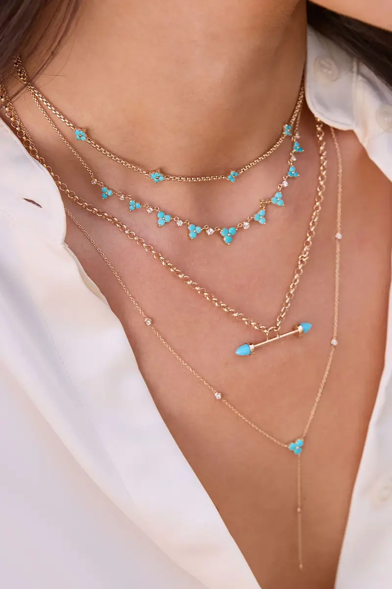 Zoë Chicco Turquoise Diamond Trios Necklace | Thumbnail 2