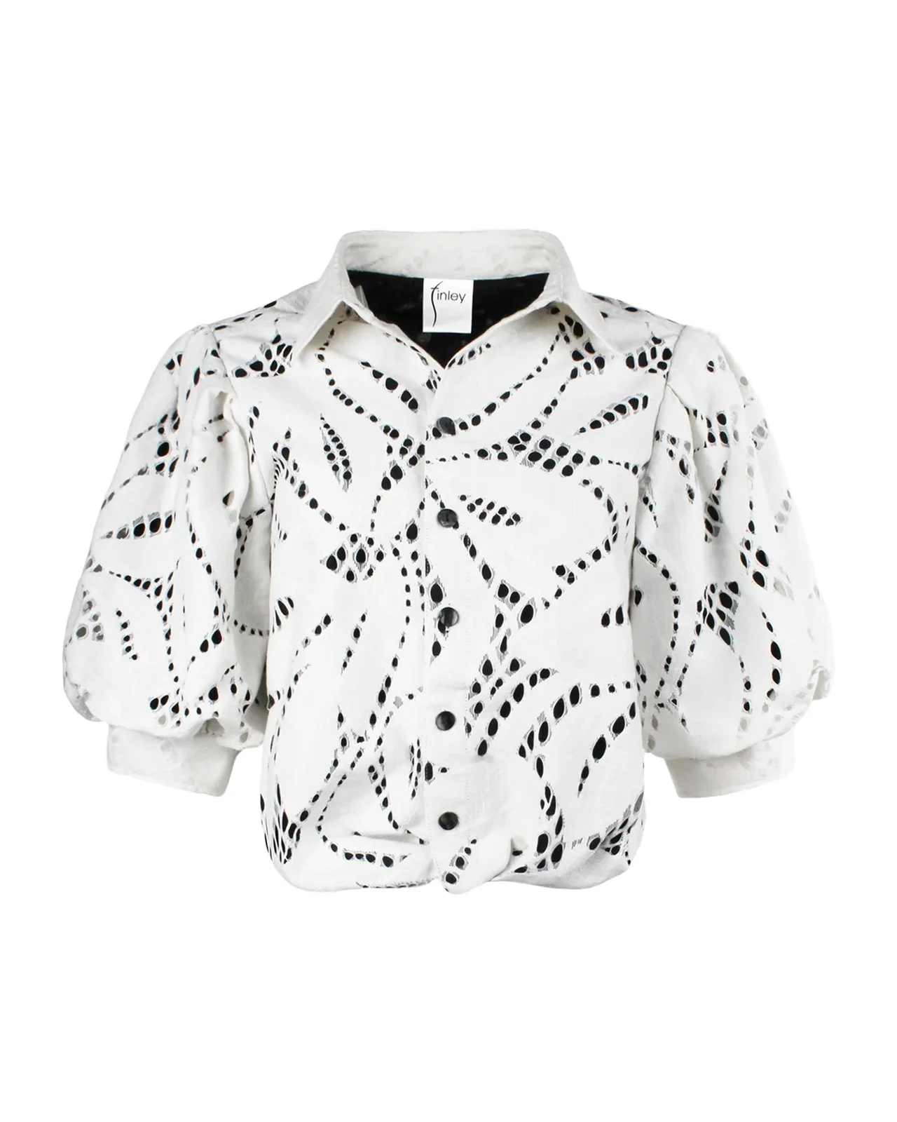 Finley Bomba Cutout Blouson-Sleeve Shirt