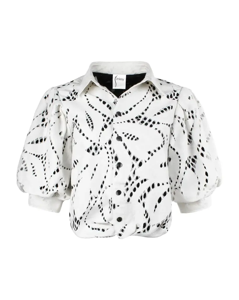 Finley Bomba Cutout Blouson-Sleeve Shirt