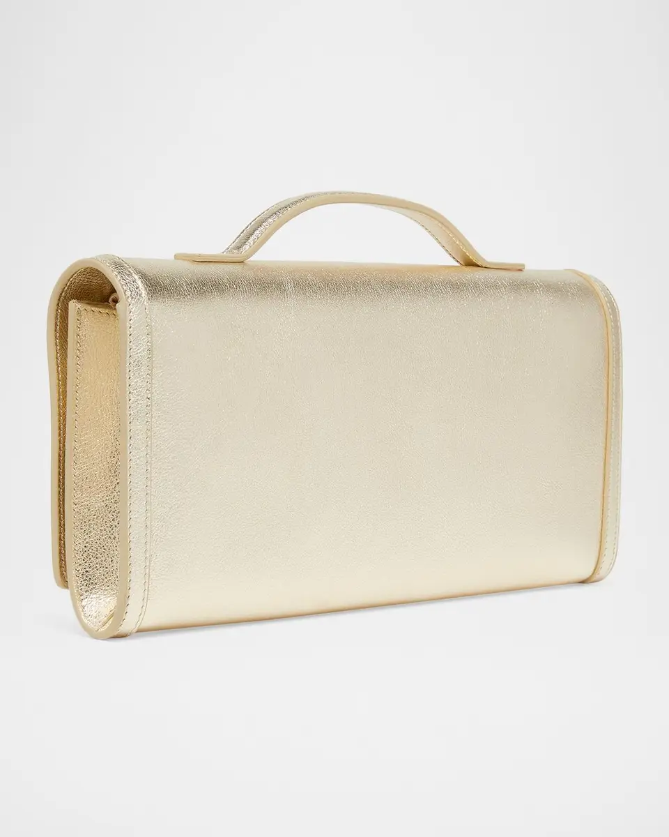 Roger Vivier Belle Vivier Metallic Leather Clutch Bag | Thumbnail 2