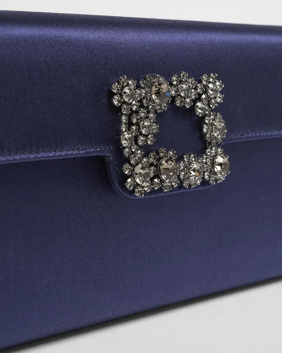 Roger Vivier Belle Vivier Metallic Leather Clutch Bag | Thumbnail 4