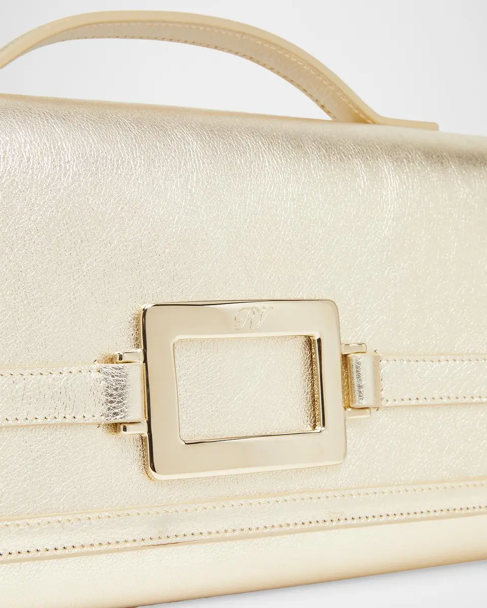 Roger Vivier Belle Vivier Metallic Leather Clutch Bag | Thumbnail 5