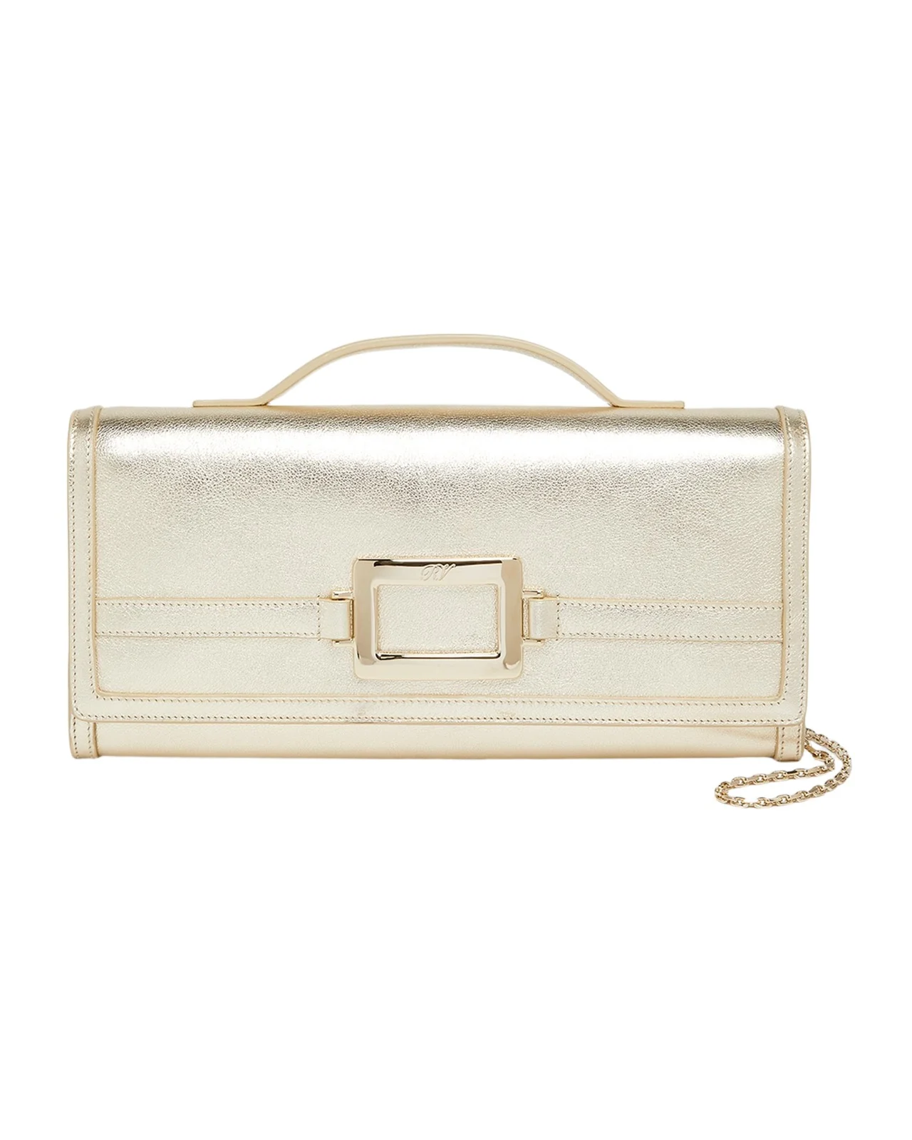 Roger Vivier Belle Vivier Metallic Leather Clutch Bag