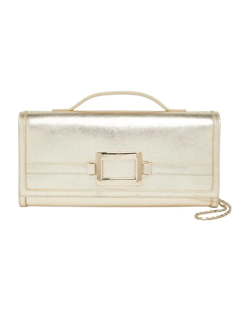 Belle Vivier Metallic Leather Clutch Bag
