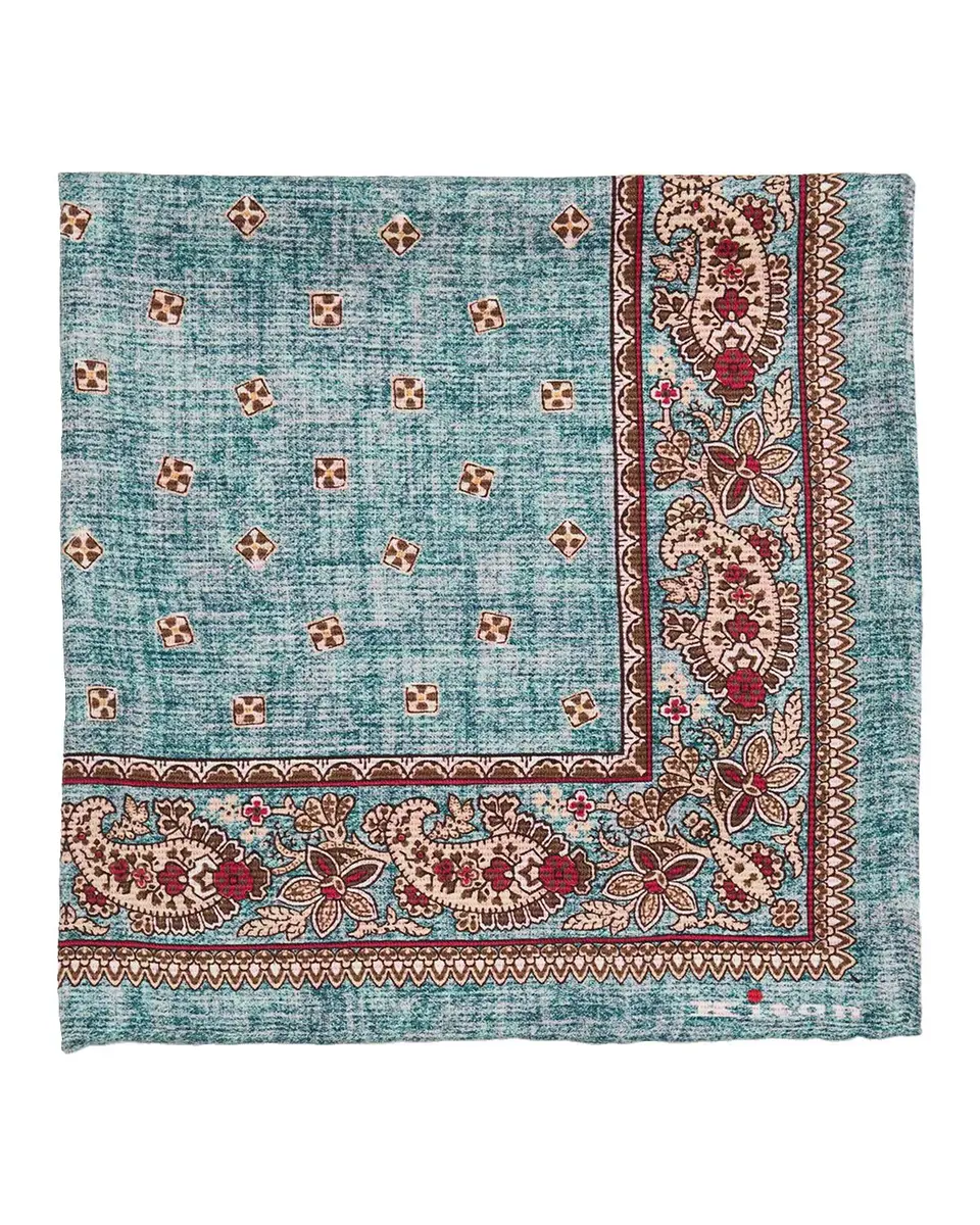 Kiton Men's Paisley Double-Face Silk Pocket Square | Thumbnail 3