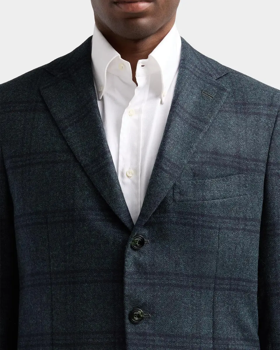 Kiton Men's Plaid Cashmere Single-Breasted Sport Coat | Thumbnail 4 Kiton Men's Plaid Cashmere Single-Breasted Sport Coat | Thumbnail 4