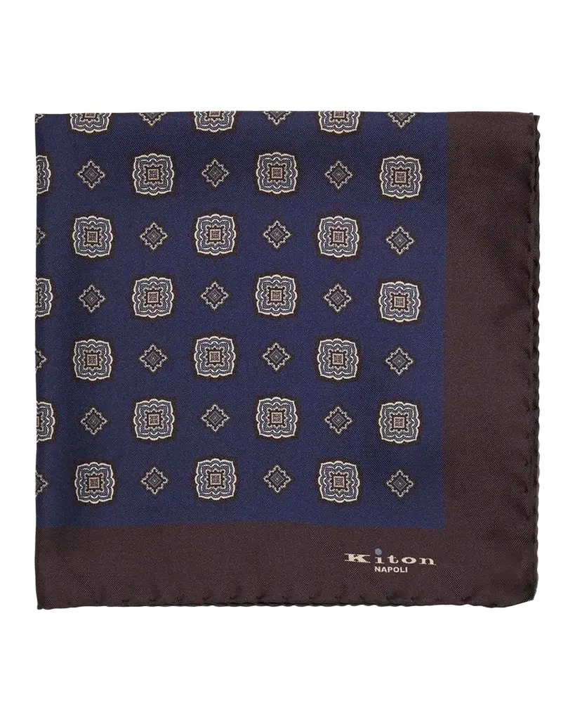 Kiton Men's Medallion Silk Pocket Square