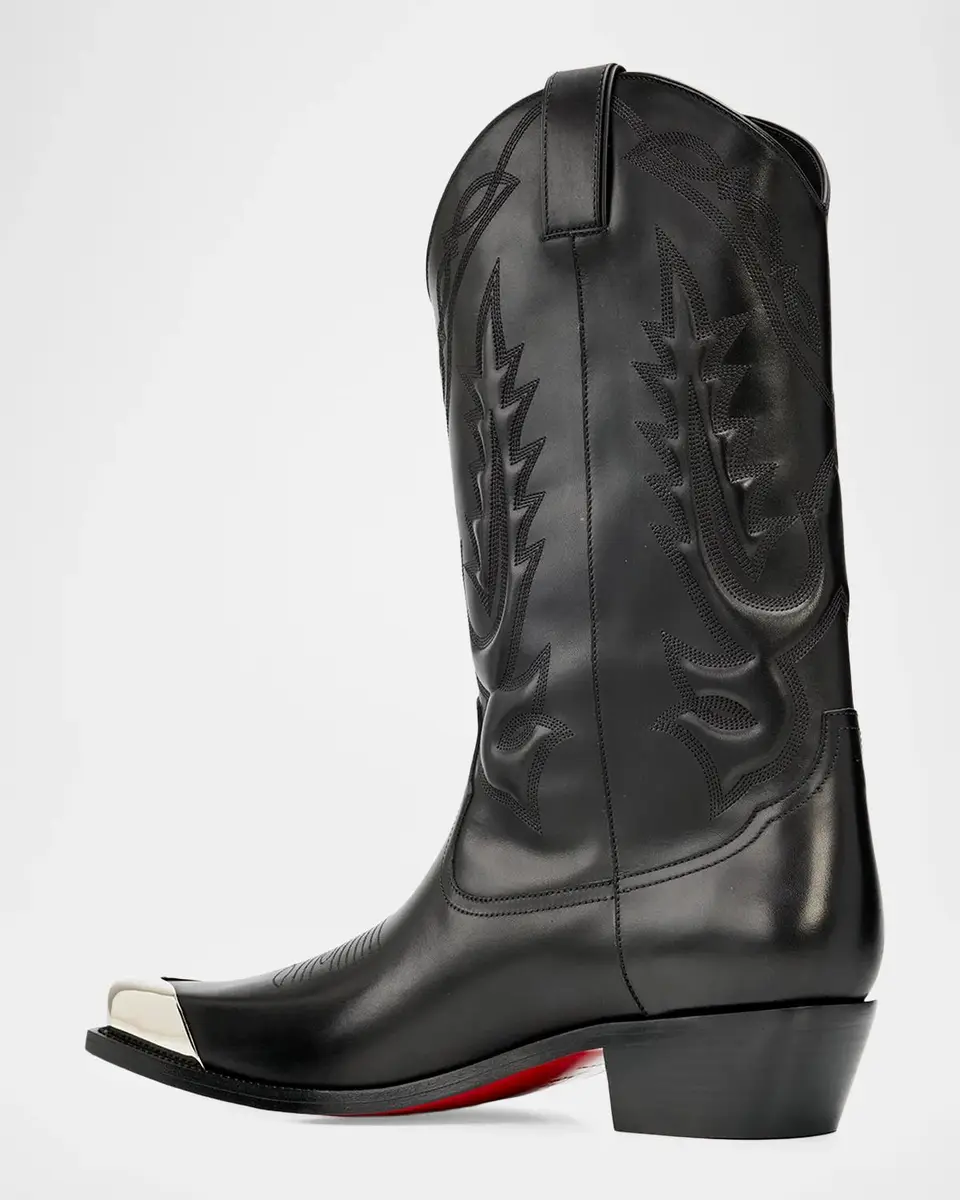 Christian Louboutin Men's Santiagus Leather Metal-Toe Western Boots | Thumbnail 4 Christian Louboutin Men's Santiagus Leather Metal-Toe Western Boots | Thumbnail 4